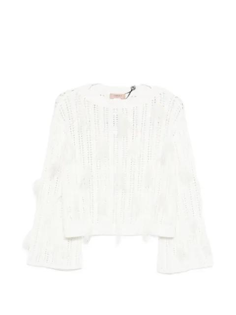 feather-detail sweater by TWINSET