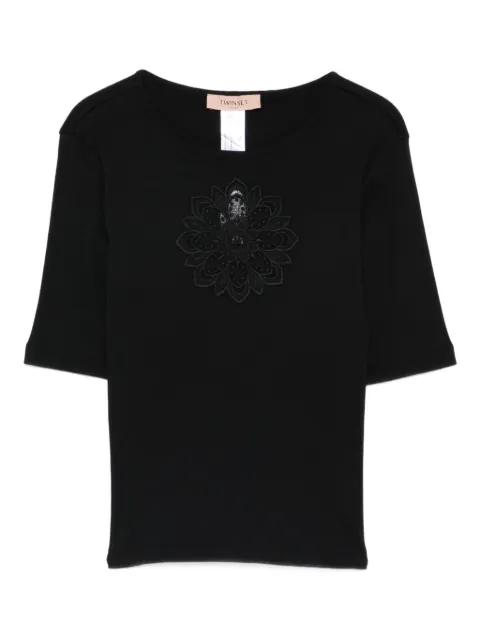 floral-appliqué T-shirt by TWINSET