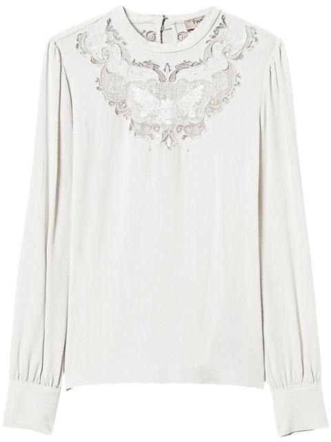 floral-embroidered crepe blouse by TWINSET