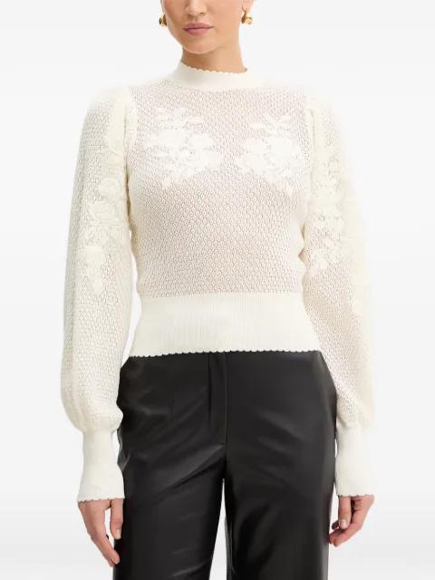 floral-embroidered open-knit sweater by TWINSET