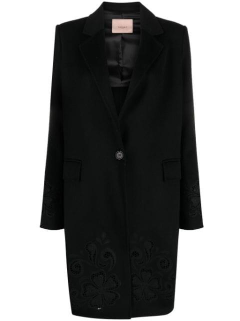 floral-embroidered single-breasted coat by TWINSET