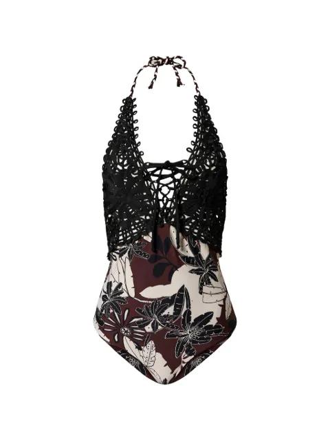 floral-embroidered swimsuit by TWINSET
