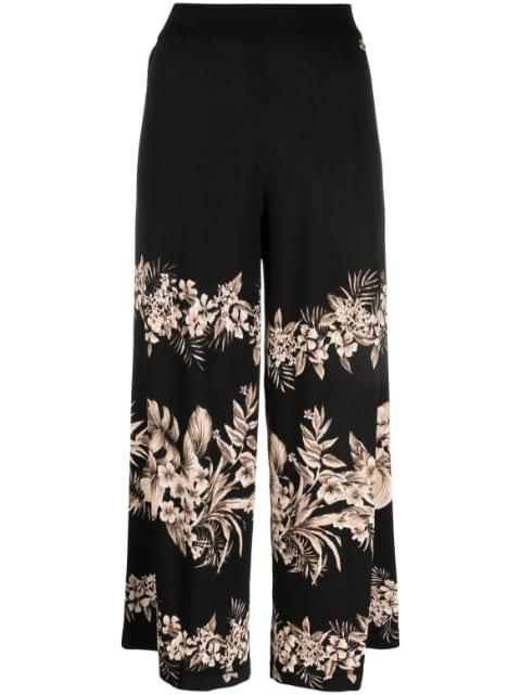 floral-motif cropped knitted trousers by TWINSET