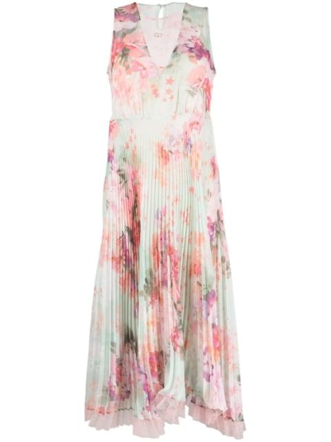 floral pleated midi dress by TWINSET