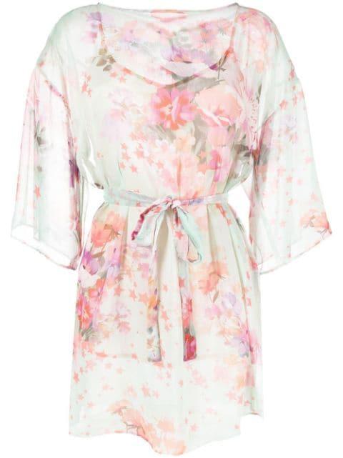 floral-print belted dress by TWINSET