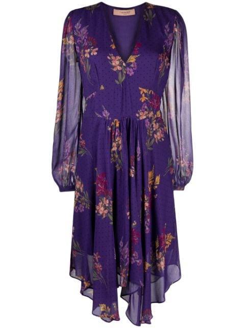 floral-print georgette midi dress by TWINSET