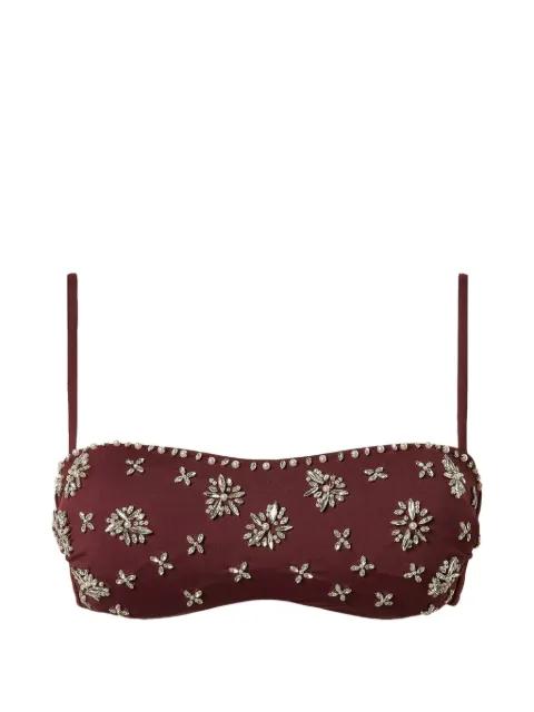 floral-rhinestone bikini top by TWINSET