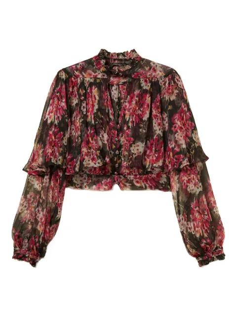 floral ruffled tie-neck shirt by TWINSET