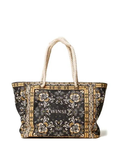 foulard-print rope-detail tote bag by TWINSET