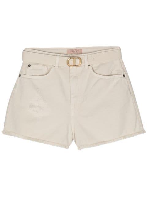 frayed belted denim shorts by TWINSET