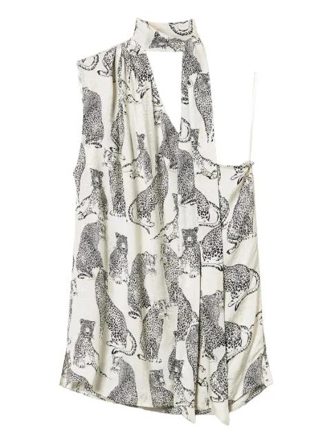 graphic-print one-shoulder blouse by TWINSET