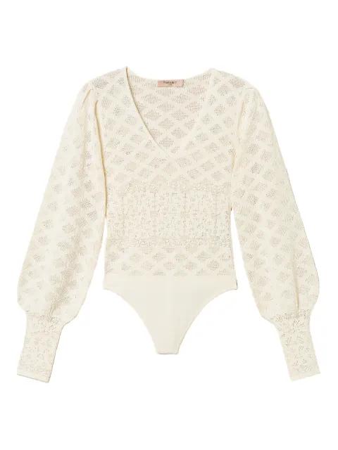 knit floral bodysuit by TWINSET