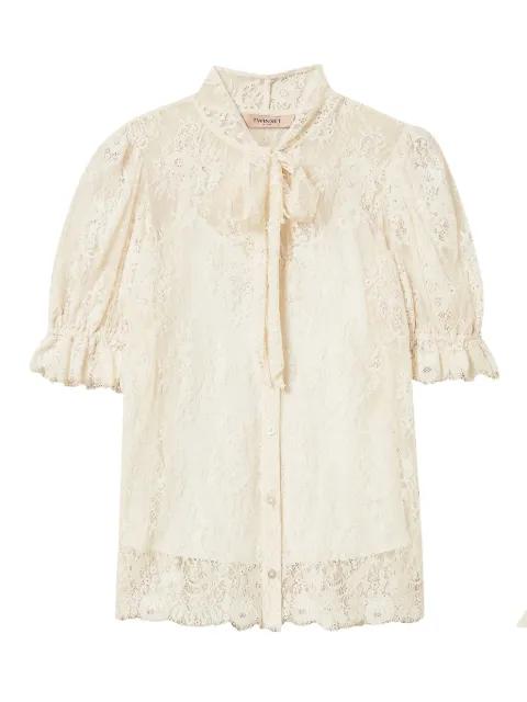 lace bow-collar shirt by TWINSET