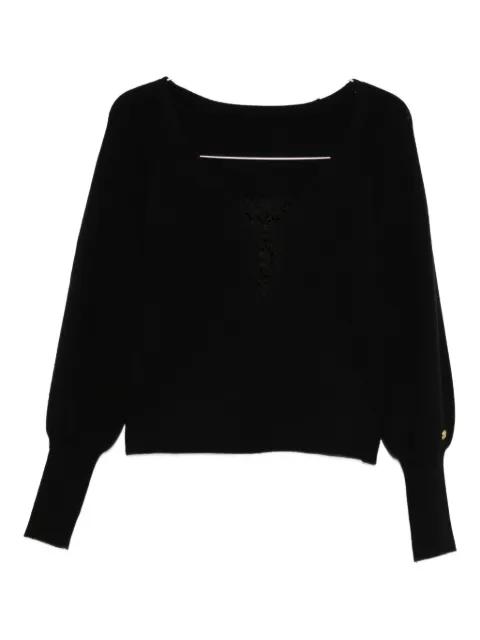lace-detail puff-sleeve sweater by TWINSET