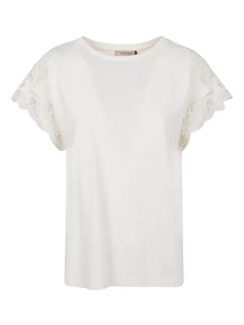 lace-detail short-sleeve top by TWINSET