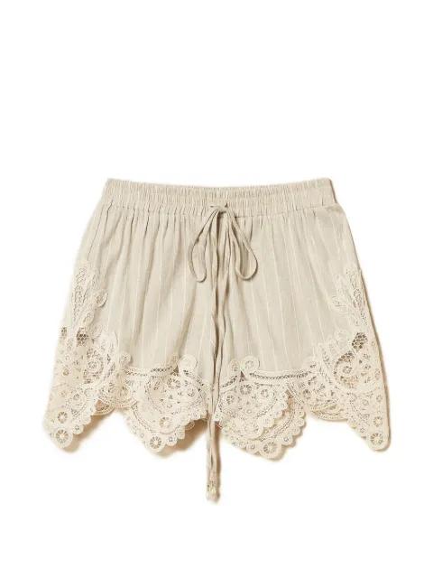 lace-detail stripe shorts by TWINSET