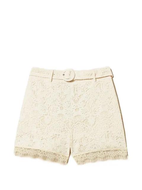 lace-embellished belted shorts by TWINSET
