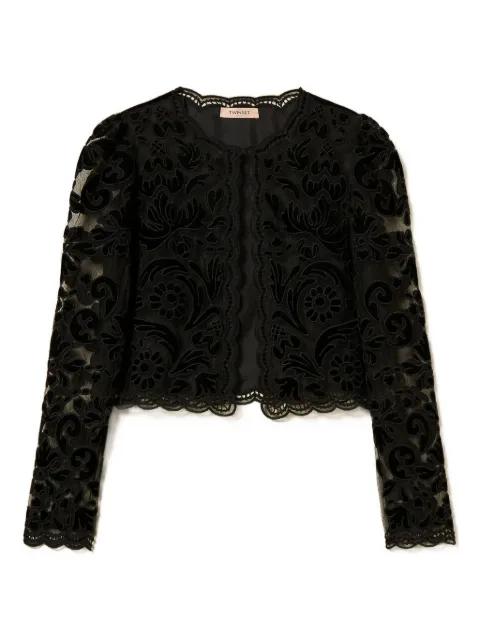 lace-floral single-button cardigan by TWINSET