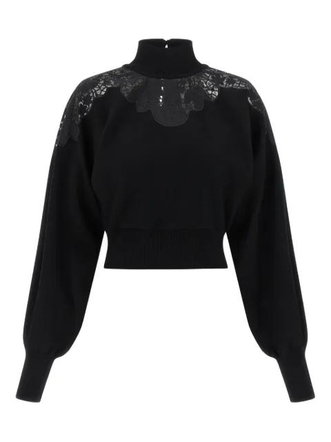 lace-insert high-neck sweater by TWINSET