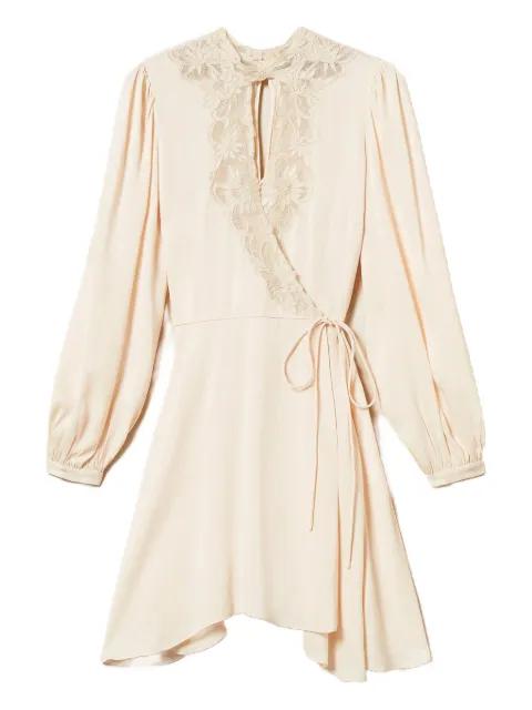 lace-insert wrap dress by TWINSET