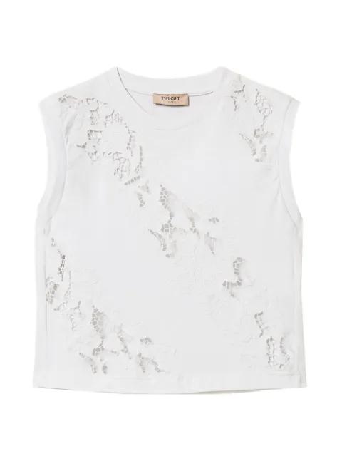 lace-panelled T-shirt by TWINSET