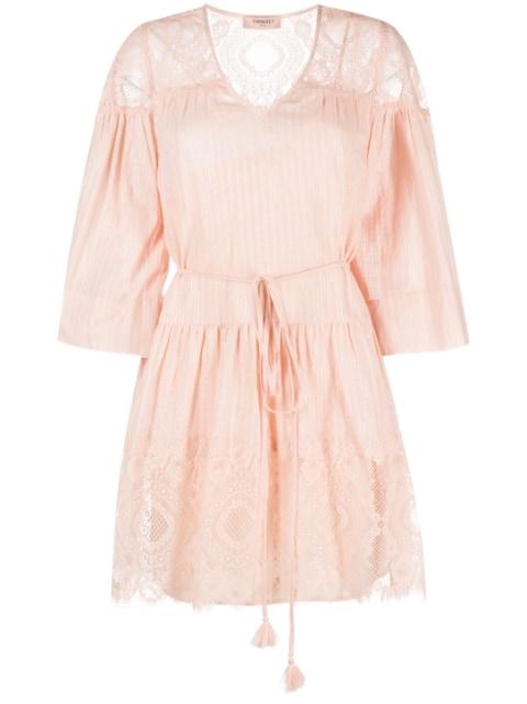 lace-panelling cotton dress by TWINSET