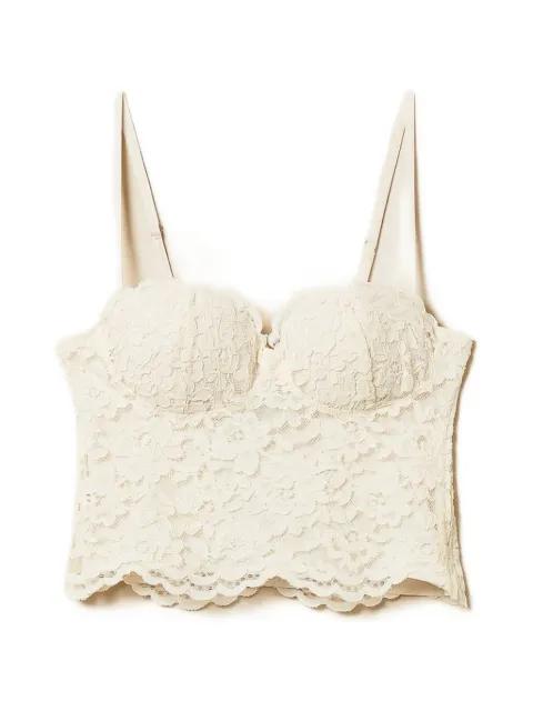 lace-pattern cropped bustier top by TWINSET
