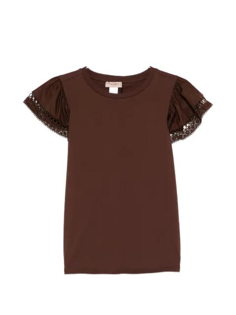 lace puff-sleeved T-shirt by TWINSET