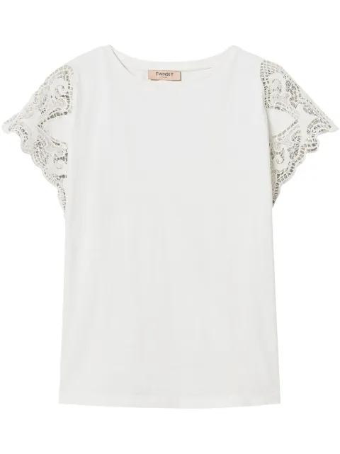 lace-sleeve T-shirt by TWINSET
