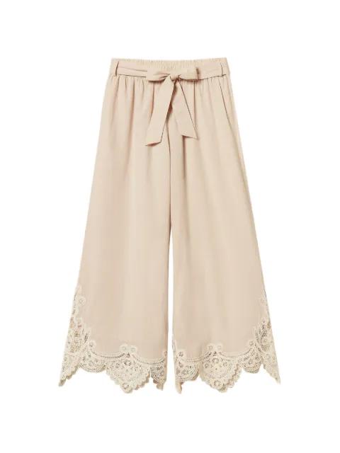 lace-trim belted trousers by TWINSET