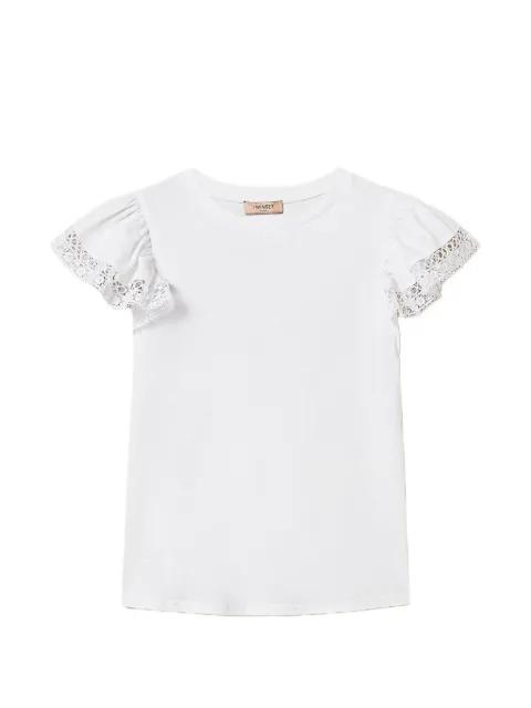 lace-trim short-sleeves T-shirt by TWINSET