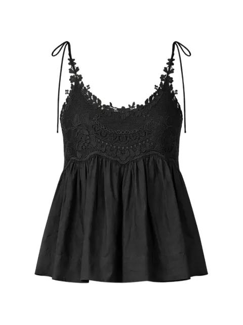 lace-trim woven top by TWINSET