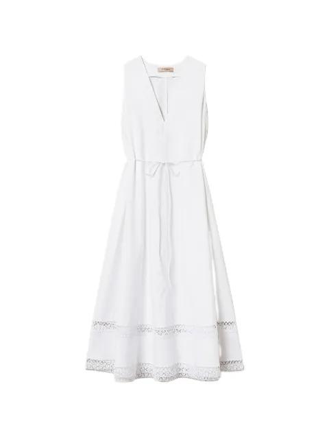 lace-trimmed V-neck midi dress by TWINSET