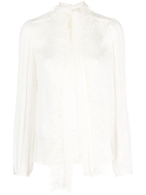 layered feather-trim blouse by TWINSET