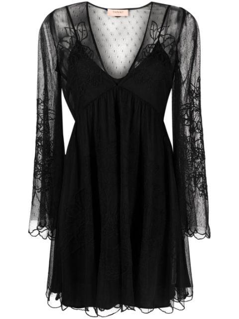 layered lace flared dress by TWINSET