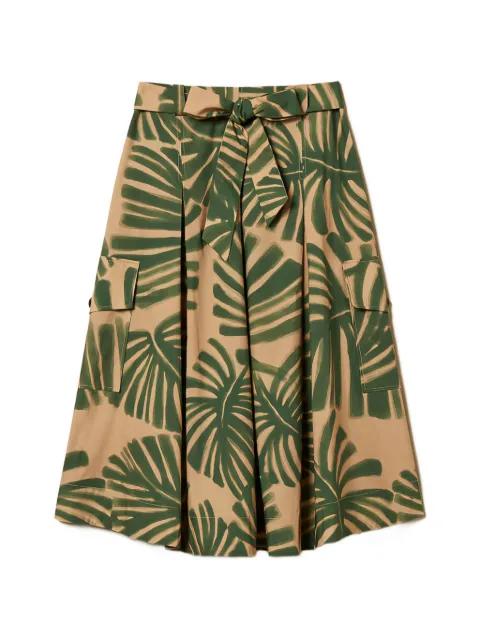 leaf-print belted midi skirt by TWINSET