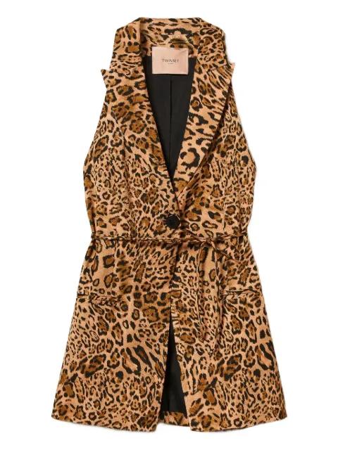 leopard-print belted waistcoat by TWINSET