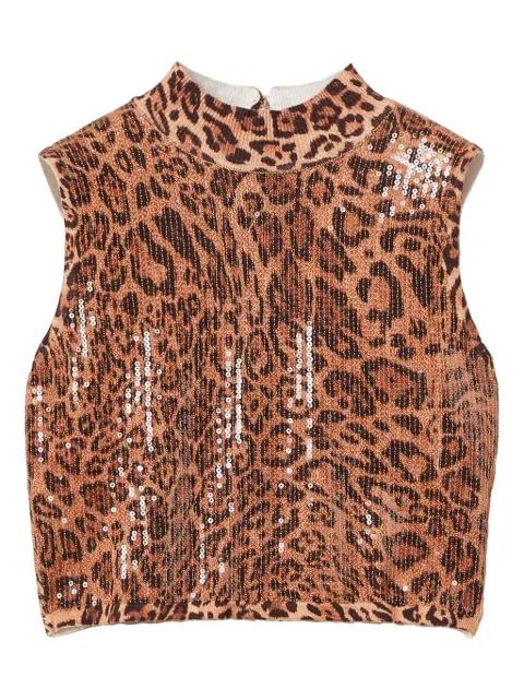 leopard-print sequin-embellished top by TWINSET