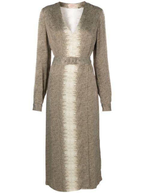 lizard-print belted midi dress by TWINSET