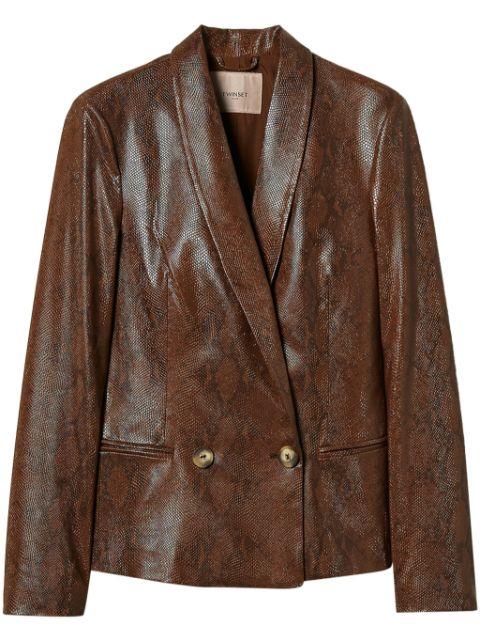 lizard-skin effect faux leather blazer by TWINSET