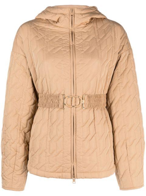 logo-belt quilted jacket by TWINSET