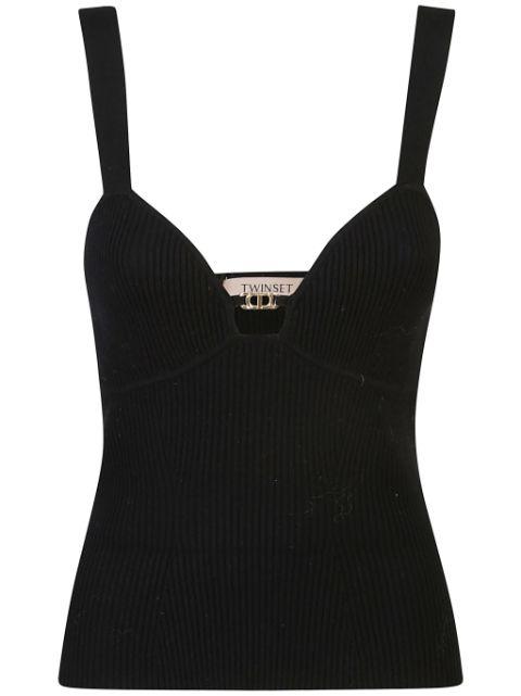 logo-embellished knitted top by TWINSET