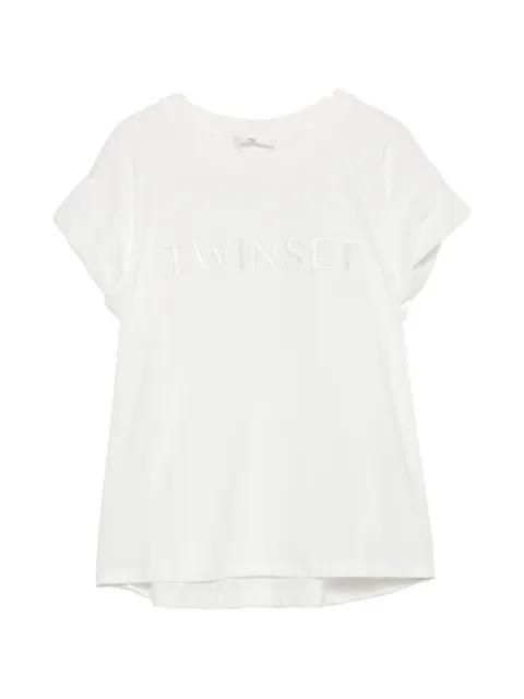 logo-embroidered cap-sleeve T-shirt by TWINSET