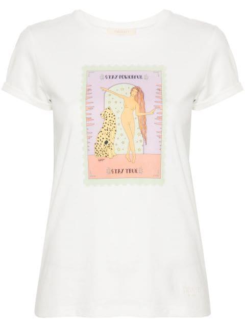 logo-embroidered cotton T-shirt by TWINSET