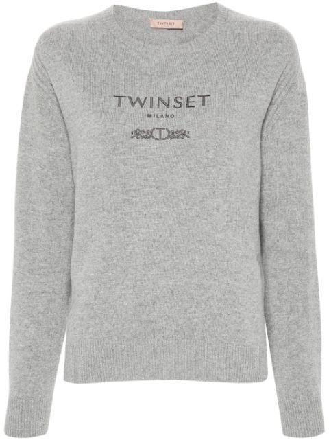 logo-embroidered knitted jumper by TWINSET