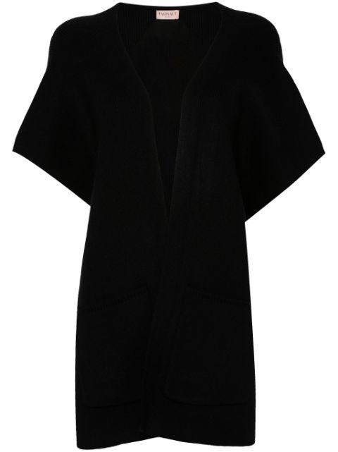 logo-embroidered poncho by TWINSET