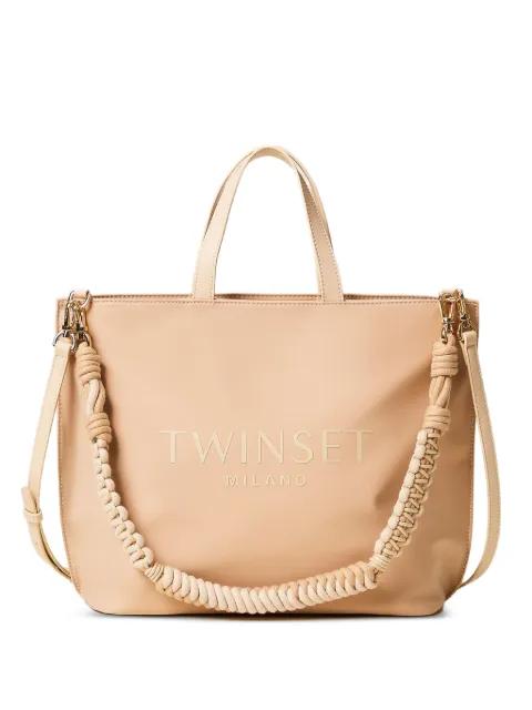 logo lettering braided strap tote bag by TWINSET