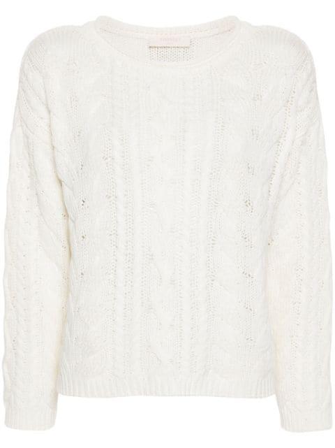 logo-patch cable-knit jumper by TWINSET