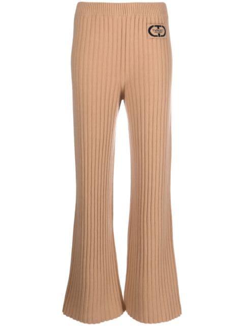 logo-patch ribbed-knit trousers by TWINSET