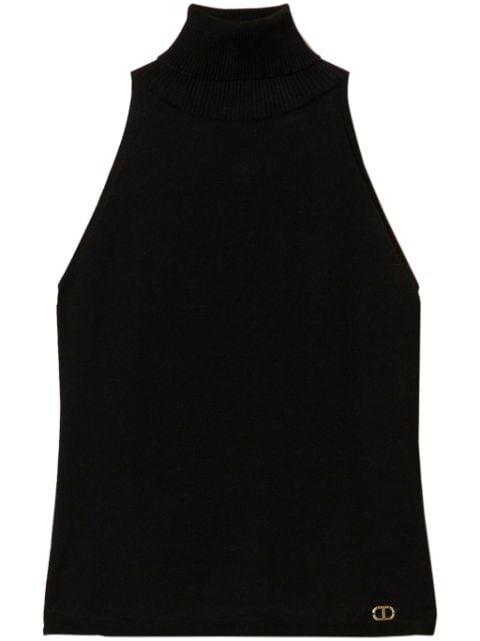 logo-plaque knitted top by TWINSET
